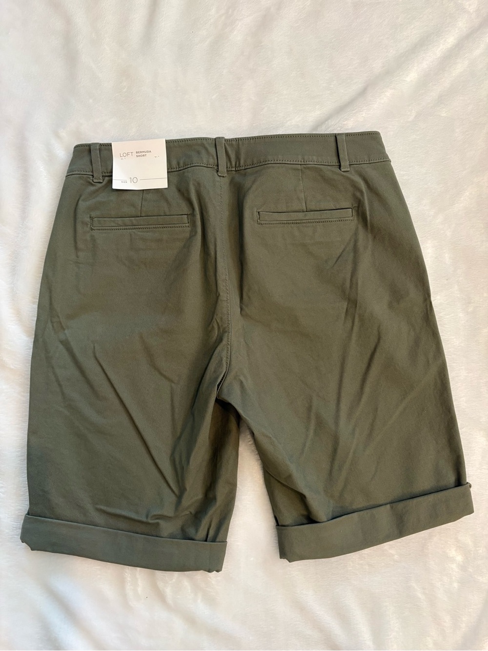 LOFT Olive Green Cuffed Bermuda Shorts - Picture 8 of 11
